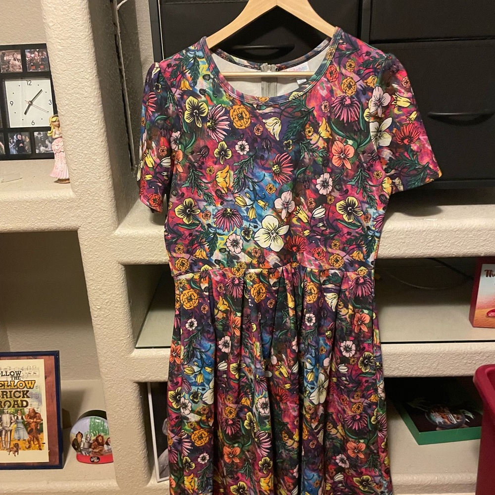 LuLaRoe Pink and Purple Pleated Sundress